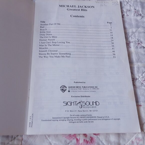 Michael Jackson Electronic Keyboard Music Book - Picture 4 of 4